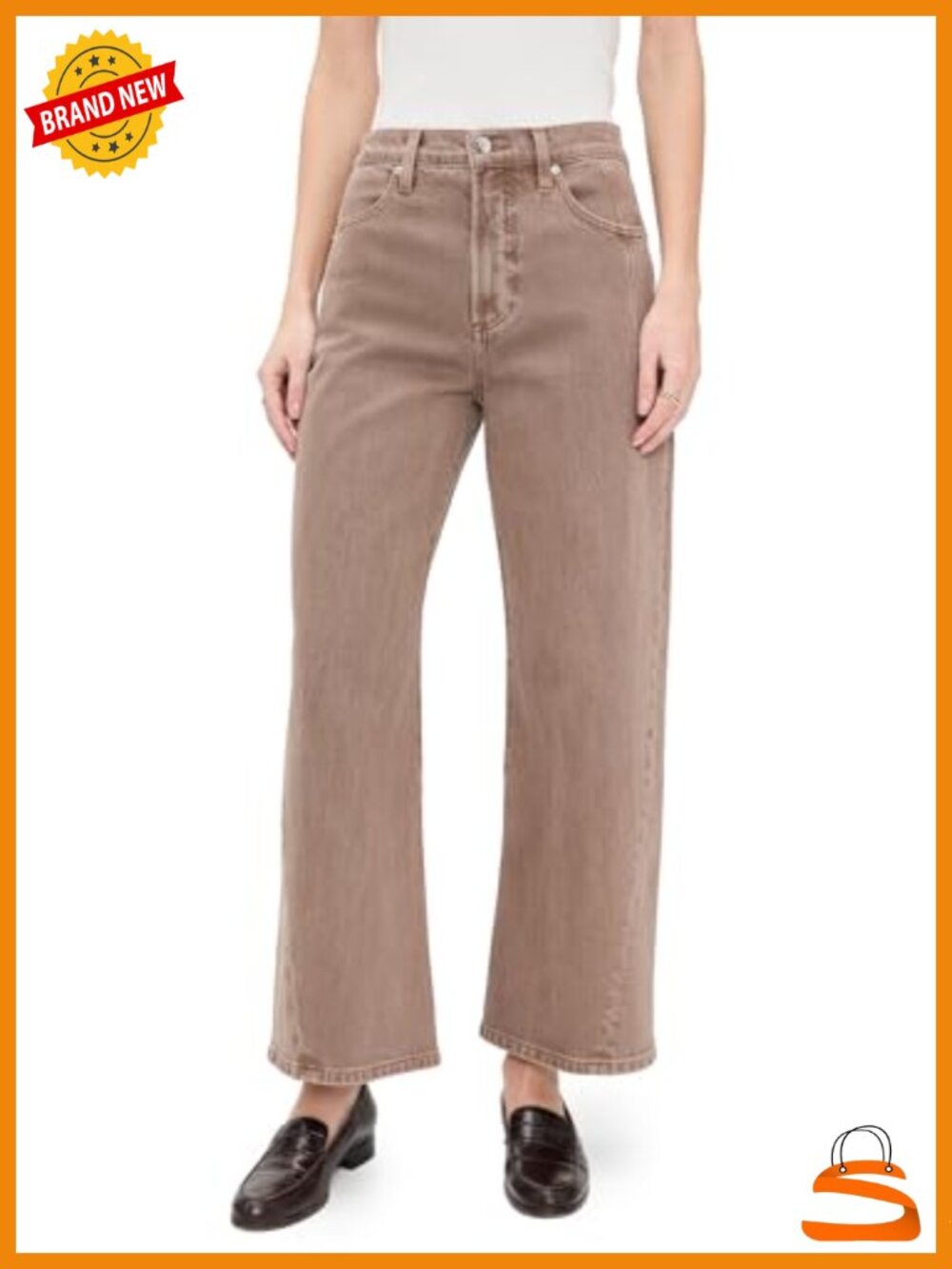 High-Rise Ankle Jeans with Curved Side Seams, Mid-Weight Low-Stretch Denim